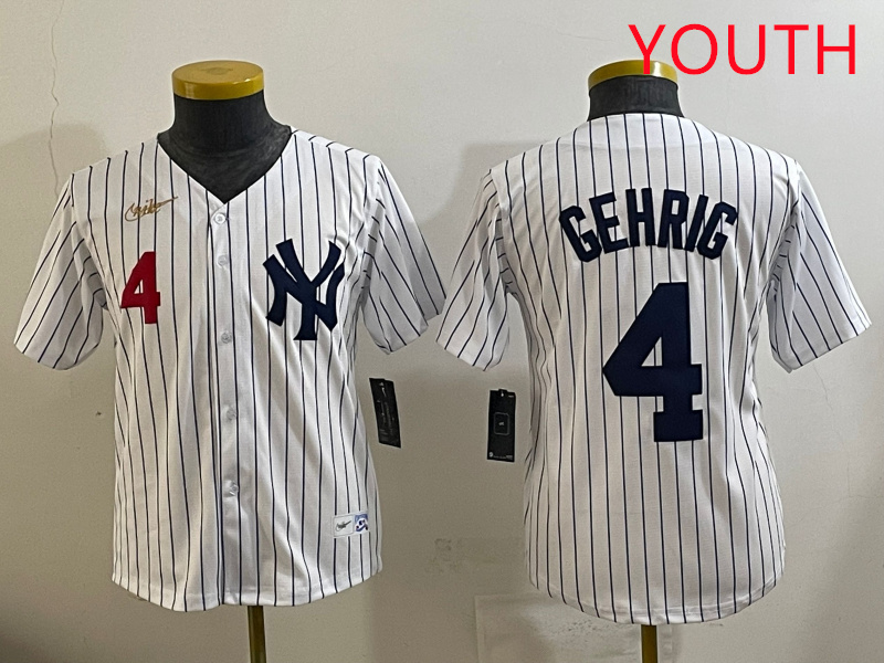 Youth New York Yankees 4 Gehrig White 2025 Nike MLB jersey style 19